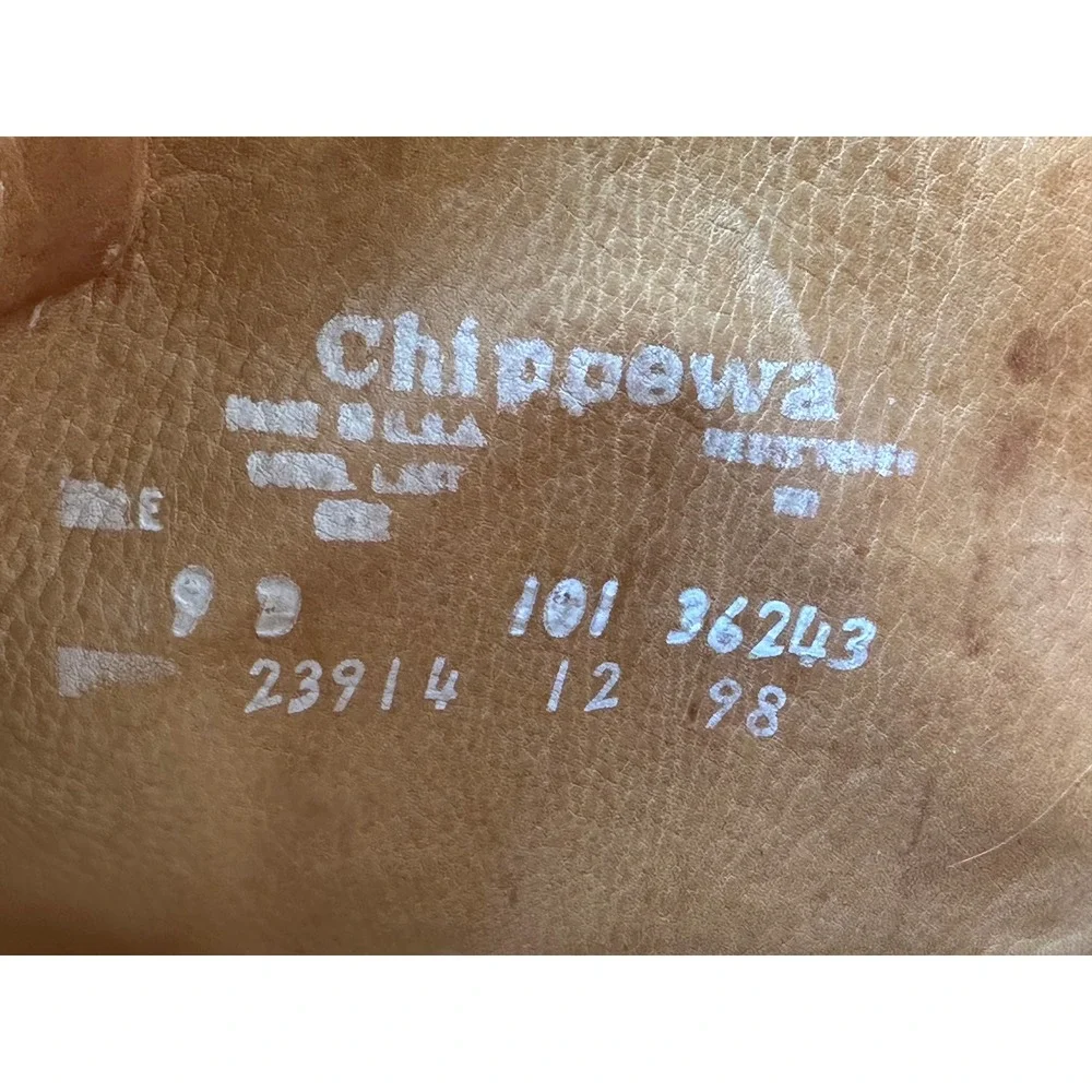Vintage Chippewa Canvas Leather Tall Hunting Boots Work Mens 9 D Brown